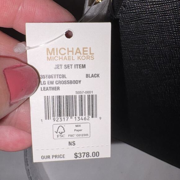 Michael Kors Jet Set Travel Large East/West Crossbody Purse Solid Black Leather - Picture 3 of 9